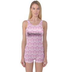 Damask Pink One Piece Boyleg Swimsuit