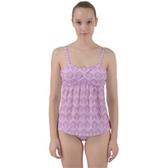 Damask Pink Twist Front Tankini Set by snowwhitegirl