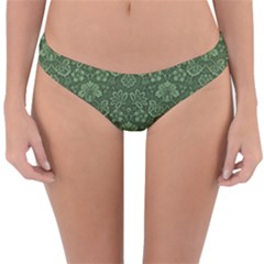 Damask Green Reversible Hipster Bikini Bottoms