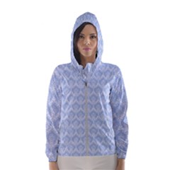 Damask Light Blue Hooded Wind Breaker (women) by snowwhitegirl