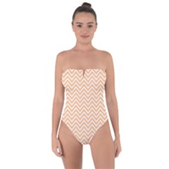 Orange Chevron Tie Back One Piece Swimsuit