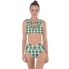 Three Women Green Bandaged Up Bikini Set 