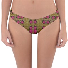 Bloom In Gold Shine And You Shall Be Strong Reversible Hipster Bikini Bottoms by pepitasart