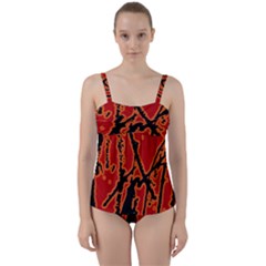Vivid Abstract Grunge Texture Twist Front Tankini Set by dflcprints