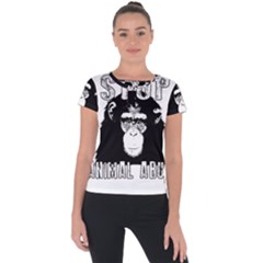 Stop Animal Abuse - Chimpanzee  Short Sleeve Sports Top  by Valentinaart