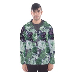 Rose Bushes Green Hooded Wind Breaker (men)