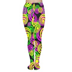 Bright Yellow Pink And Green Neon Circles Women s Tights by PodArtist