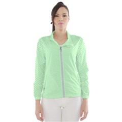    Classic Mint Green & White Herringbone Pattern Wind Breaker (women) by PodArtist