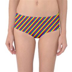 Gay Pride Flag Candy Cane Diagonal Stripe Mid-waist Bikini Bottoms by PodArtist