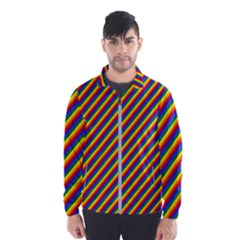 Gay Pride Flag Candy Cane Diagonal Stripe Wind Breaker (men) by PodArtist