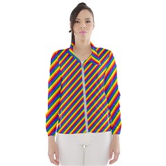 Gay Pride Flag Candy Cane Diagonal Stripe Wind Breaker (women) by PodArtist