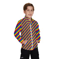 Gay Pride Flag Candy Cane Diagonal Stripe Wind Breaker (kids) by PodArtist