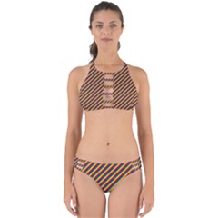 Gay Pride Flag Candy Cane Diagonal Stripe Perfectly Cut Out Bikini Set by PodArtist