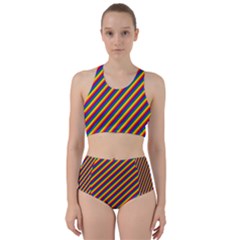 Gay Pride Flag Candy Cane Diagonal Stripe Racer Back Bikini Set by PodArtist