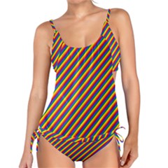 Gay Pride Flag Candy Cane Diagonal Stripe Tankini Set by PodArtist