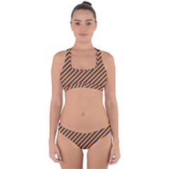 Gay Pride Flag Candy Cane Diagonal Stripe Cross Back Hipster Bikini Set by PodArtist