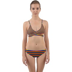 Horizontal Gay Pride Rainbow Flag Pin Stripes Wrap Around Bikini Set by PodArtist