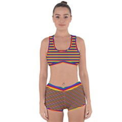 Horizontal Gay Pride Rainbow Flag Pin Stripes Racerback Boyleg Bikini Set by PodArtist