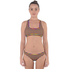 Horizontal Gay Pride Rainbow Flag Pin Stripes Cross Back Hipster Bikini Set by PodArtist