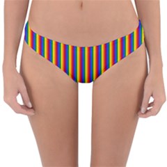 Vertical Gay Pride Rainbow Flag Pin Stripes Reversible Hipster Bikini Bottoms by PodArtist