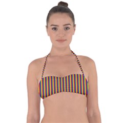 Vertical Gay Pride Rainbow Flag Pin Stripes Halter Bandeau Bikini Top by PodArtist