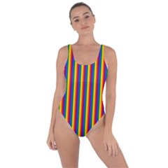 Vertical Gay Pride Rainbow Flag Pin Stripes Bring Sexy Back Swimsuit by PodArtist