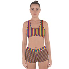 Vertical Gay Pride Rainbow Flag Pin Stripes Racerback Boyleg Bikini Set by PodArtist