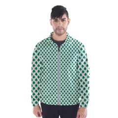 Green Shamrock Clover On White St  Patrick s Day Wind Breaker (men) by PodArtist