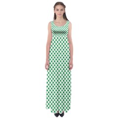 Green Shamrock Clover On White St  Patrick s Day Empire Waist Maxi Dress by PodArtist
