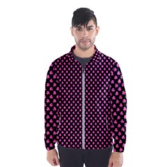 Small Hot Pink Irish Shamrock Clover On Black Wind Breaker (men) by PodArtist