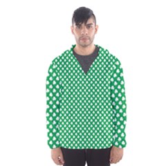  White Shamrocks On Green St  Patrick s Day Ireland Hooded Wind Breaker (men) by PodArtist