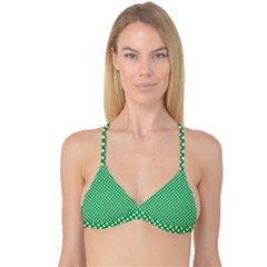  White Shamrocks On Green St  Patrick s Day Ireland Reversible Tri Bikini Top by PodArtist