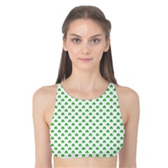 Green Heart-shaped Clover On White St  Patrick s Day Tank Bikini Top by PodArtist