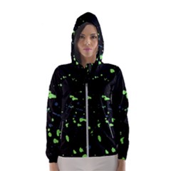 Dark Splatter Abstract Hooded Wind Breaker (women) by dflcprints