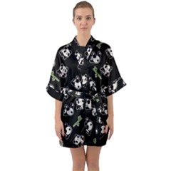 Panda Pattern Quarter Sleeve Kimono Robe by Valentinaart
