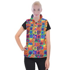 Water Color Eggs Tile Women s Button Up Vest