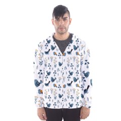 Spring Flowers And Birds Pattern Hooded Wind Breaker (men) by TastefulDesigns