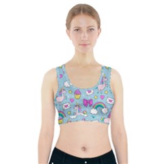 Cute Unicorn Pattern Sports Bra With Pocket by Valentinaart