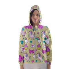 Cute Unicorn Pattern Hooded Wind Breaker (women) by Valentinaart