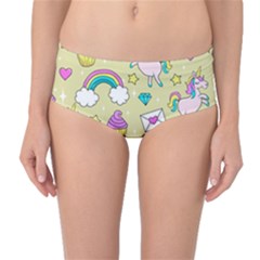 Cute Unicorn Pattern Mid-waist Bikini Bottoms by Valentinaart