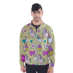 Cute Unicorn Pattern Wind Breaker (men) by Valentinaart