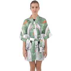 Easter Bunny  Quarter Sleeve Kimono Robe by Valentinaart