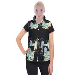 Wonderful Unicorn With Flowers Women s Button Up Vest by FantasyWorld7