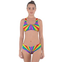 Rainbow Hearts 3d Depth Radiating Criss Cross Bikini Set