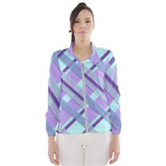 Diagonal Plaid Gingham Stripes Wind Breaker (women) by Nexatart