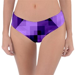 Purple Geometric Cotton Fabric Reversible Classic Bikini Bottoms