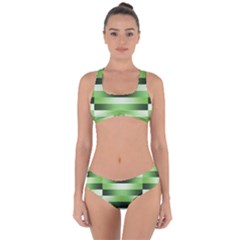 Pinstripes Green Shapes Shades Criss Cross Bikini Set by Nexatart