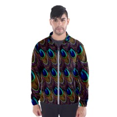 Peacock Feathers Bird Plumage Wind Breaker (men) by Nexatart