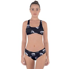 Rhino Pattern Criss Cross Bikini Set by Valentinaart