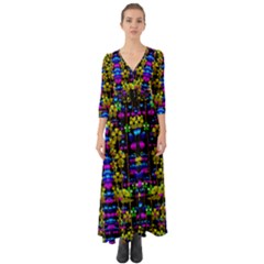 Flowers In The Most Beautiful  Dark Button Up Boho Maxi Dress by pepitasart